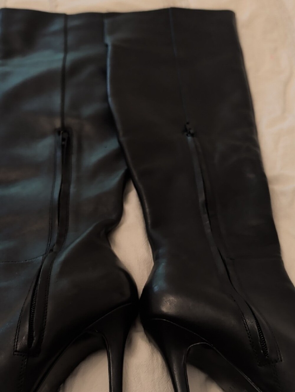 Aldo Black Pointed Toe Knee-High Heeled Boots - Picture 8 of 9